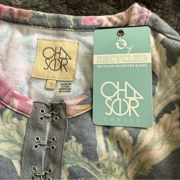 Chaser Henley Soft floral jumpsuit drawstring waist Lounge Recycled material S - Picture 4 of 11